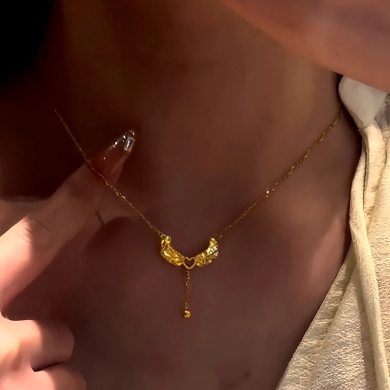 14K Gold-Plated Heart Angel Wing Necklace - beautiful Heart Wing Necklace