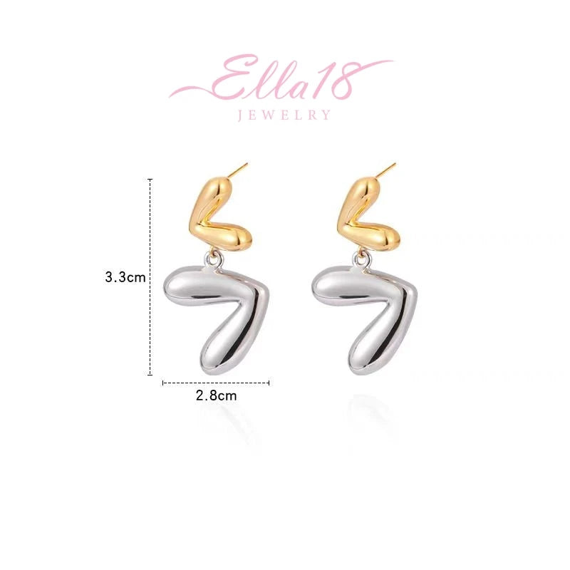 Angled view of the 14K Gold-Plated Heart Earrings