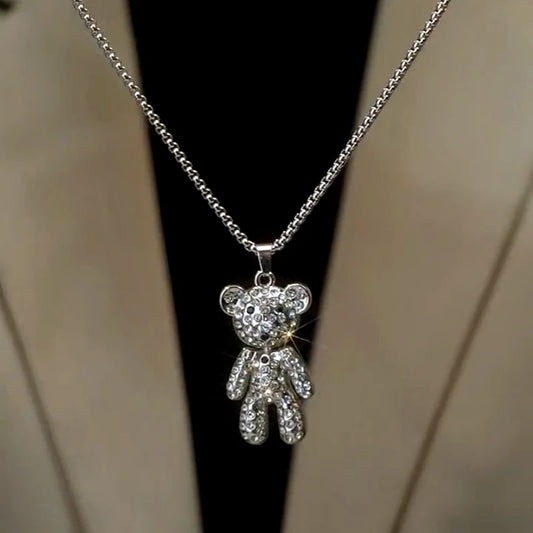 14K Gold-Plated Hip-Hop Bear Long Necklace - beautiful Teddy Bear Necklace