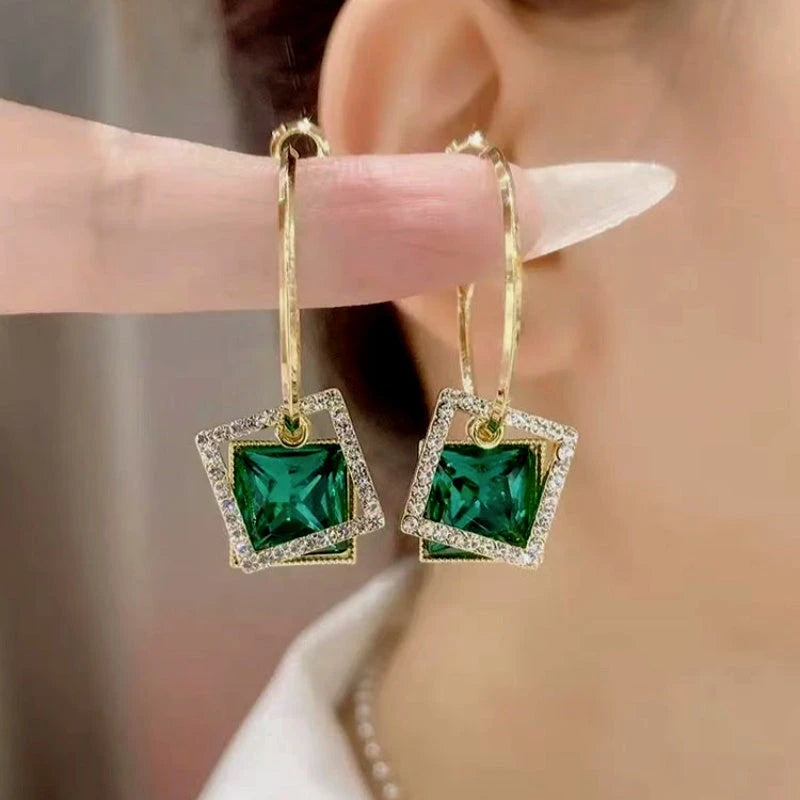 14K Gold-Plated Hollow Crystal Earrings - elegant Hollow Crystal Earrings