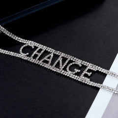 Detailed view of the 14K Gold-Plated Hollow Diamond Letter Necklaces chain and pendant