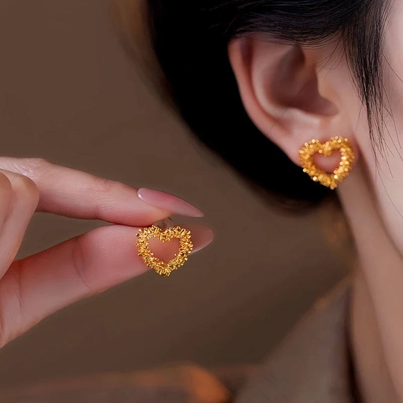Perfect Hollow Heart Studs for adding glamour to any outfit