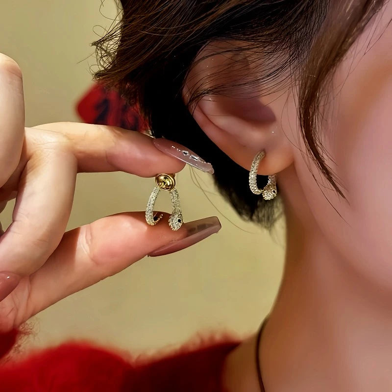 14K Gold-Plated Interlaced Snake Head And Tail Earrings - elegant Ouroboros Earrings