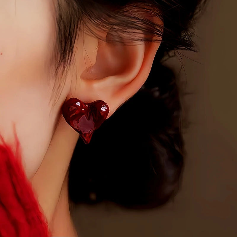 Close-up detail of the sparkling zircons and plating on the Irregular Heart Studs