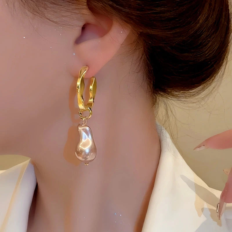 Close-up detail of the sparkling zircons and plating on the Baroque Pearl Drops