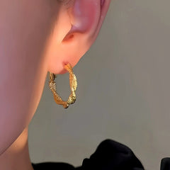 14K Gold-Plated Irregular Twist Hoop Earrings - elegant Twisted Hoop Earrings