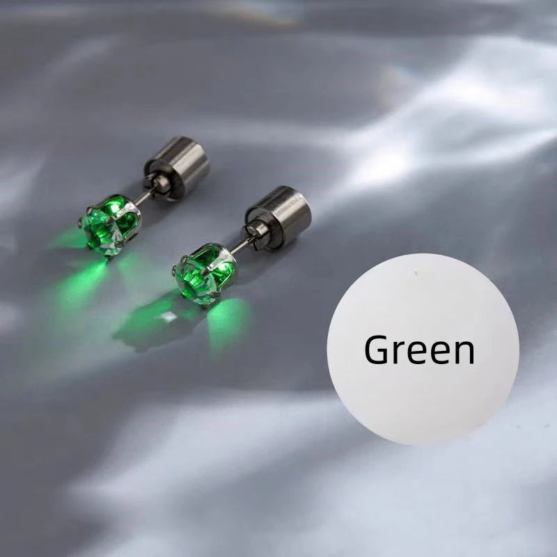 Angled view of the 14K Gold-Plated Led Light Earrings