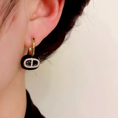 14K Gold-Plated Letter CD Oil Drop Earrings - elegant CD Monogram Drops