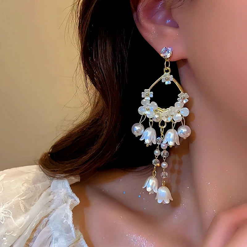 Close-up detail of the sparkling zircons and plating on the Lily Pearl Tassel