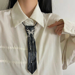 14K Gold-Plated Long Stackable Butterfly Tie Necklace - beautiful Butterfly Tie Necklace