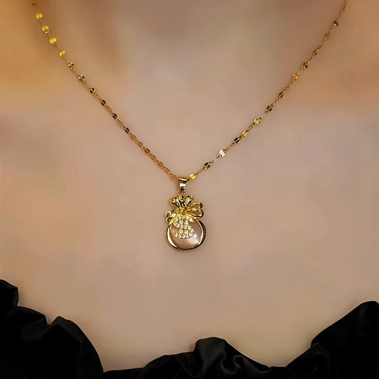 14K Gold-Plated Lucky Diamond Dollar Bag Necklaces - beautiful Diamond Money Bag