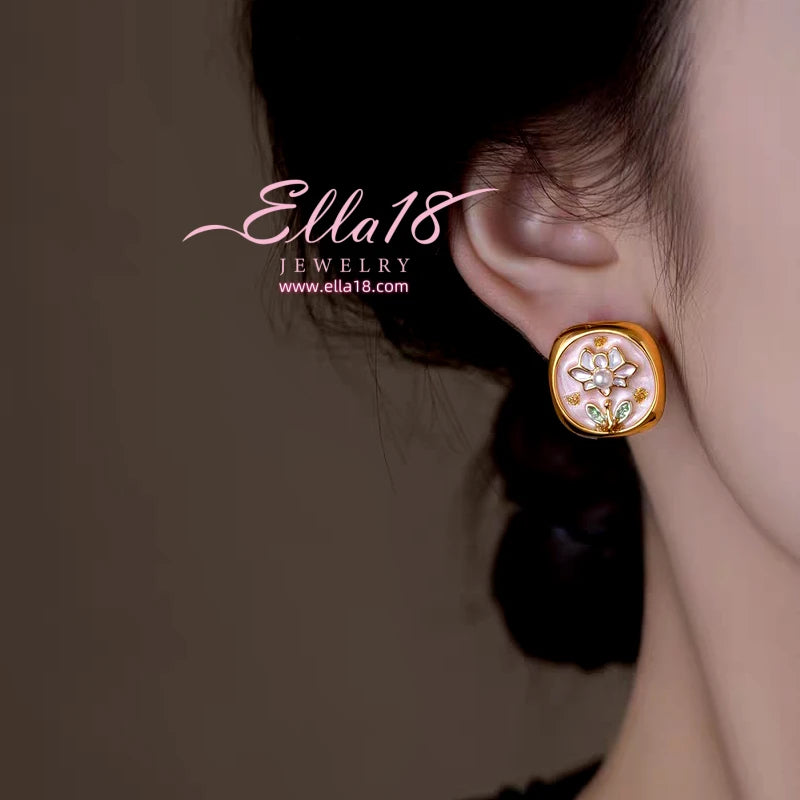 Close-up detail of the sparkling zircons and plating on the Baroque Pearl Studs