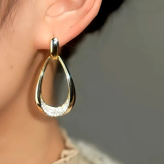 14K Gold-Plated Luxury Big Water Drop Earrings - elegant Large Water Drop