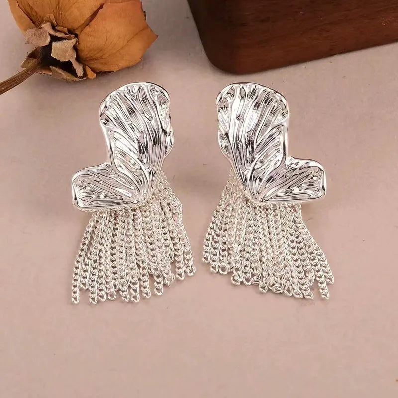 14K Gold-Plated Luxury Butterfly Tassel Earrings - elegant Crystal Tassel Earrings