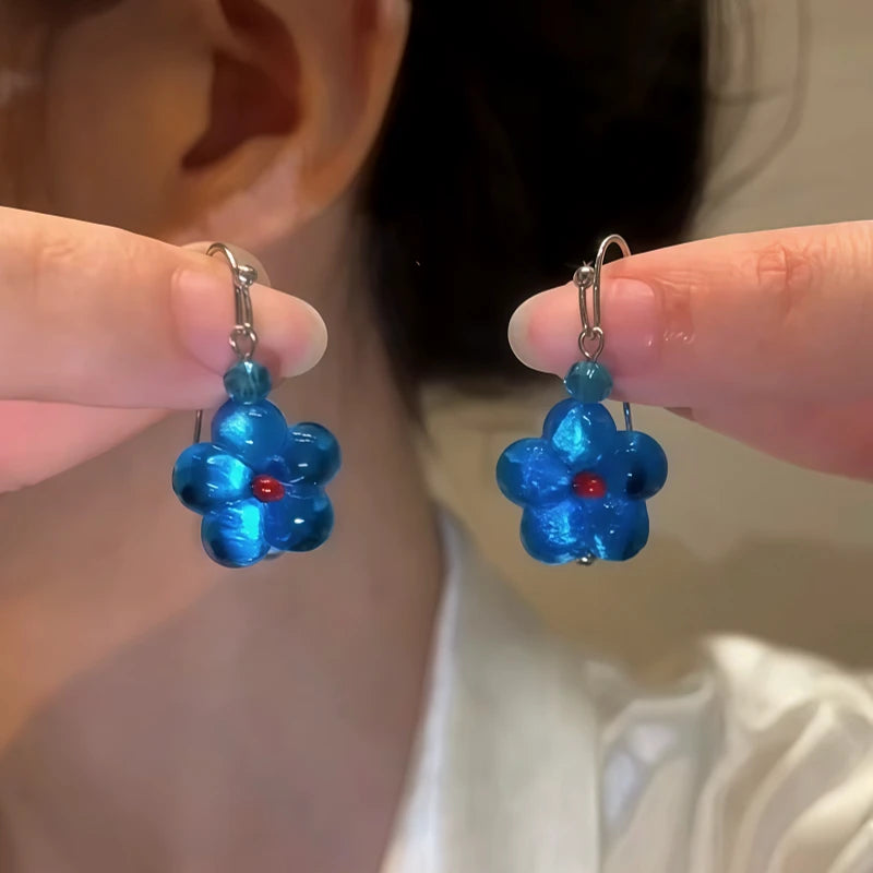 14K Gold-Plated Luxury Cat's Eye Stone Blue Star Ear Hook Earrings - elegant Cat's Eye Star Hooks