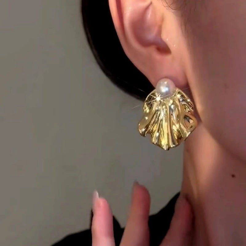 14K Gold-Plated Luxury Cold Style Pearl Earrings - elegant Pearl Drop Earrings