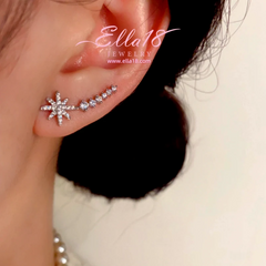 Model showcasing the dangle and style of the 14K Gold-Plated Luxury Design Zircon Diamond Star Crawler