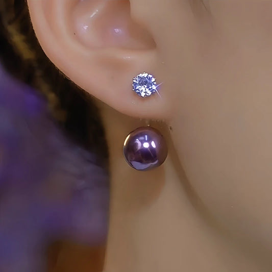 14K Gold-Plated Luxury Diamond Double Pearl Earrings - elegant Double Pearl Earrings