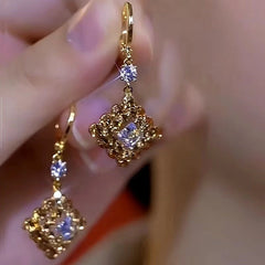 Close-up detail of the sparkling zircons and plating on the Square Brown Diamond