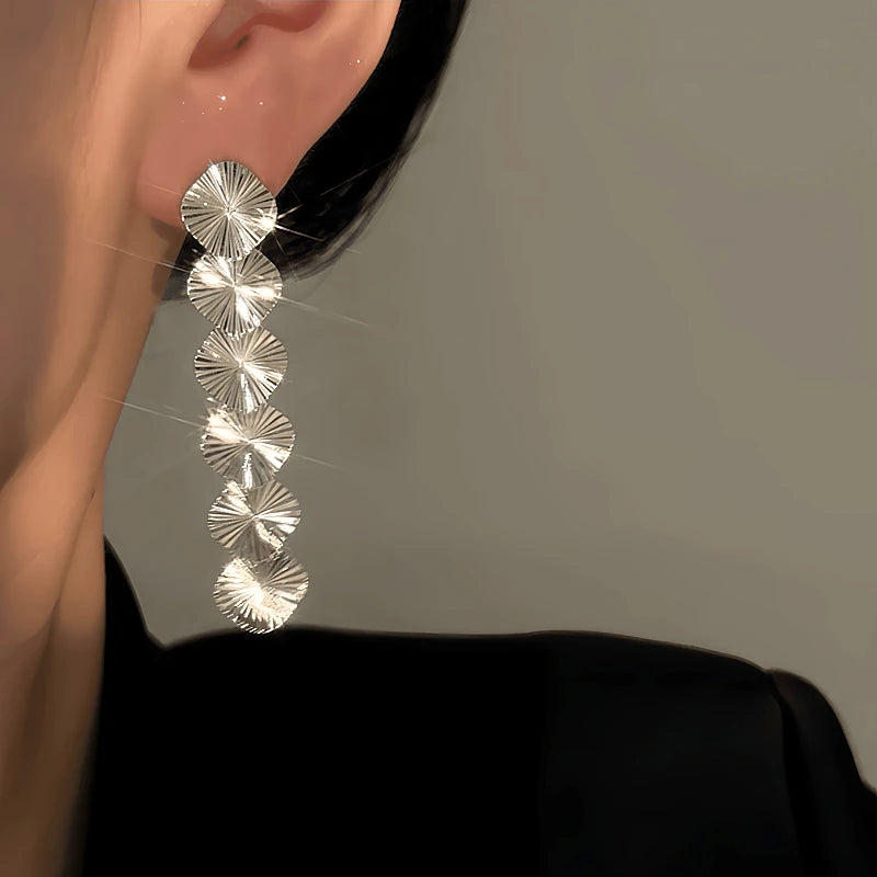 14K Gold-Plated Luxury Glossy Feather Fan Tassel Earrings - elegant Fan Tassel Earrings