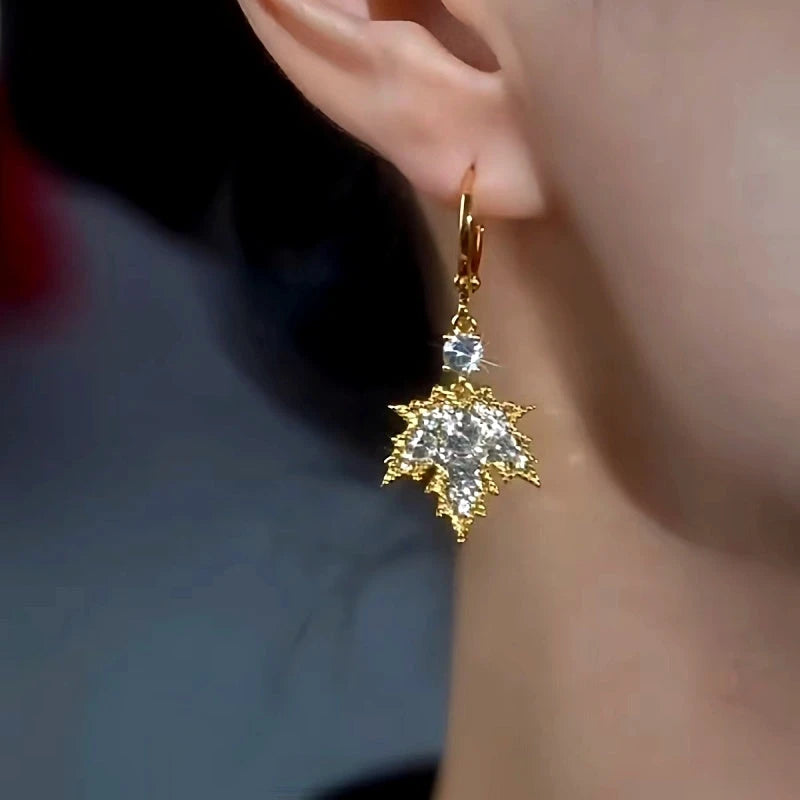 14K Gold-Plated Luxury Maple Leaf Earrings - elegant Maple Leaf Earrings