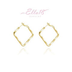 Angled view of the 14K Gold-Plated Luxury Square Earrings