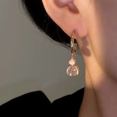 Angled view of the 14K Gold-Plated Luxury Tulip Flower Earrings