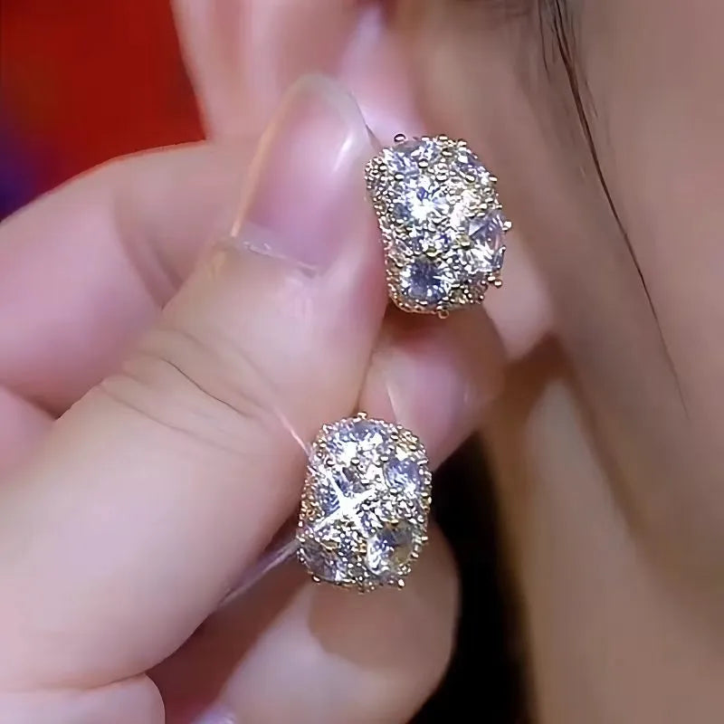 Close-up detail of the sparkling zircons and plating on the Zircon Bling Earrings