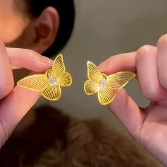 14K Gold-Plated Luxury Zircon Butterfly Earrings - elegant Zircon Butterfly Earrings
