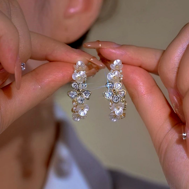 Perfect C-Shaped Flower Earrings for adding glamour to any outfit
