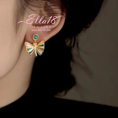 Close-up detail of the sparkling zircons and plating on the Butterfly Diamond Earrings