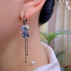 Close-up detail of the sparkling zircons and plating on the Zircon Flower Earrings