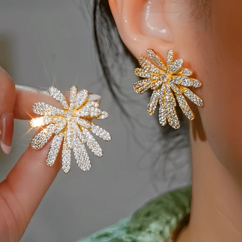 14K Gold-Plated Luxury Zircon Firework Earrings - elegant Zircon Firework Earrings