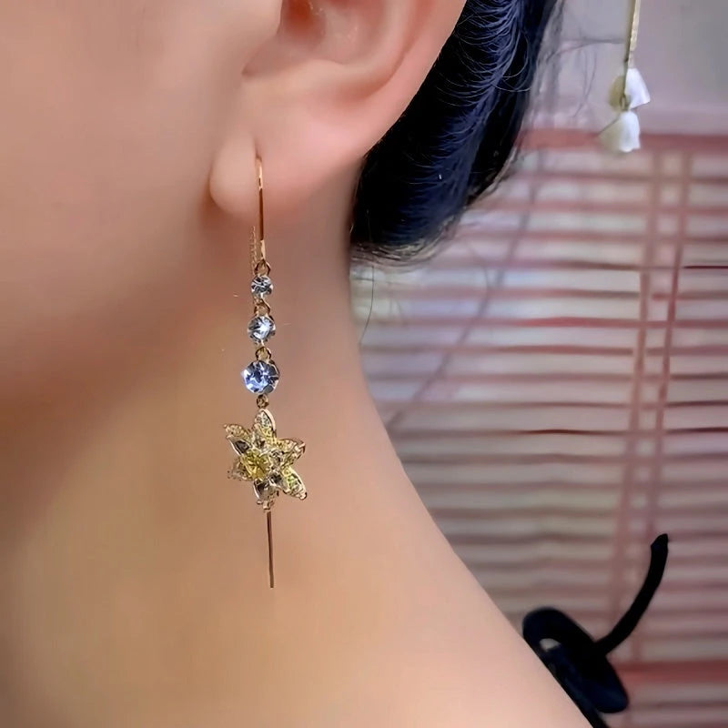 Close-up detail of the sparkling zircons and plating on the Zircon Flower Threaders