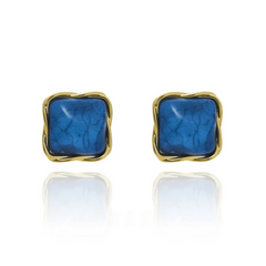 Close-up detail of the sparkling zircons and plating on the Zircon Geometric Earrings