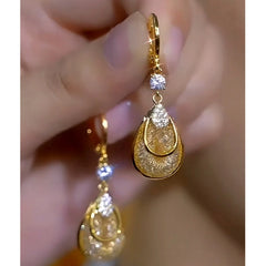 14K Gold-Plated Luxury Zircon Mesh Water Drop Earrings - elegant Zircon Mesh Drop