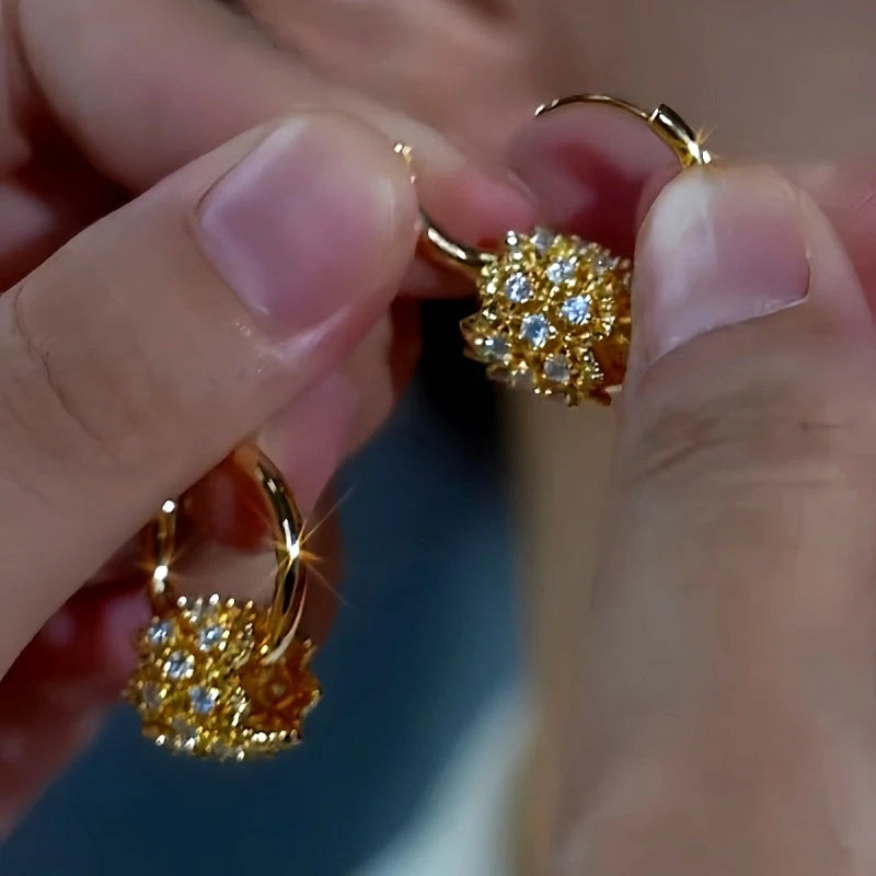 14K Gold-Plated Luxury Zircon Small Waist Earrings - elegant Zircon Small Waist