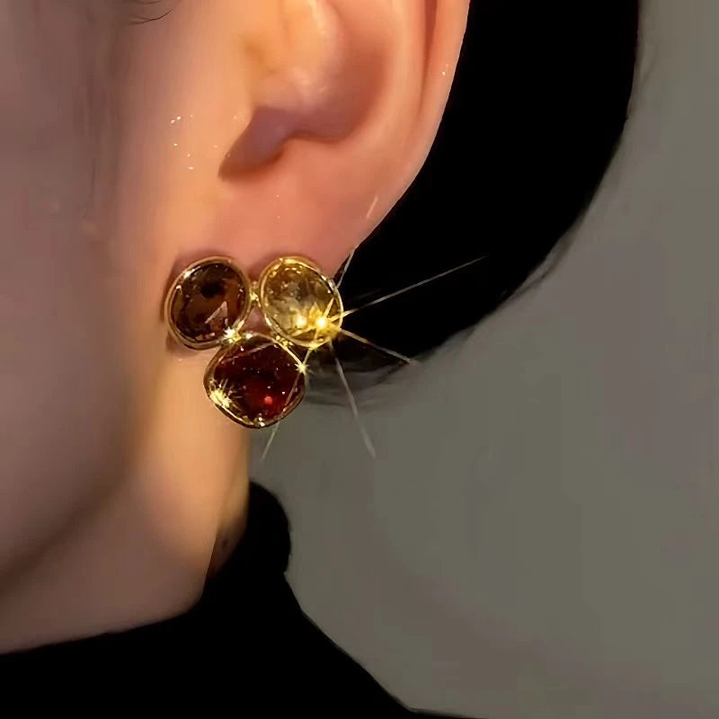 14K Gold-Plated Luxury Zircon Stud Earrings - elegant Zircon Stud Earrings