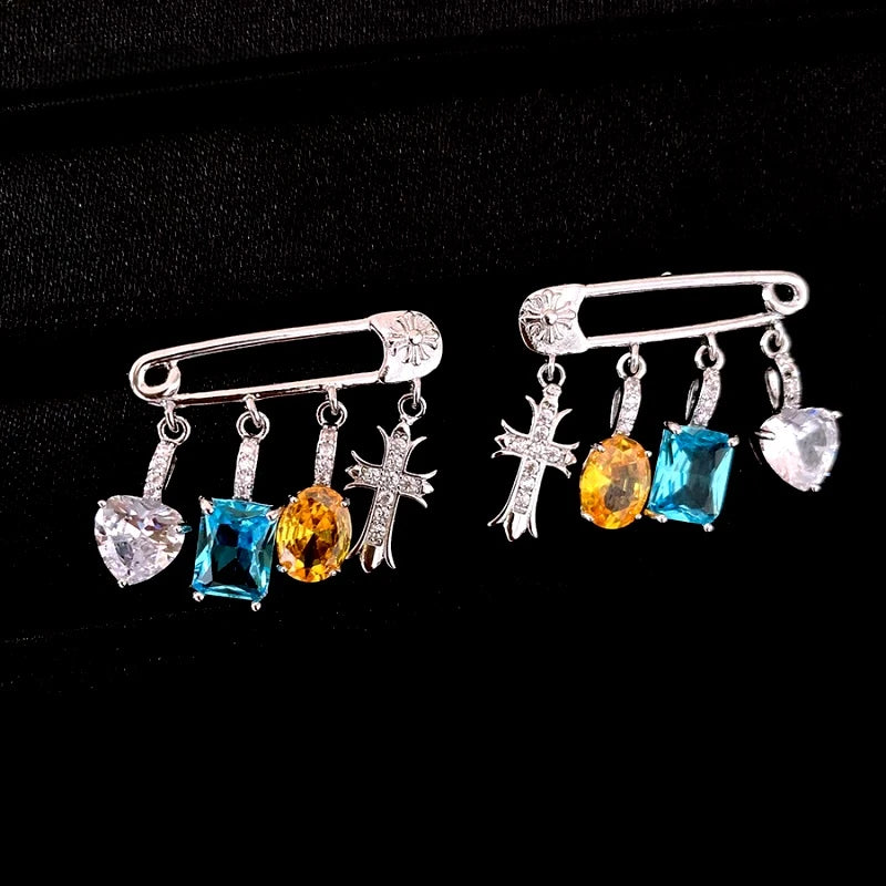 Angled view of the 14K Gold-Plated Luxury Zircon Tassel Earrings