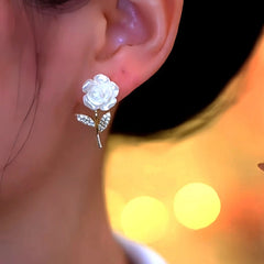 Close-up detail of the sparkling zircons and plating on the Zircon White Rose