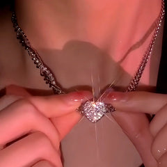 14K Gold-Plated Magnetic Full Zircon Diamond Heart Necklace - beautiful Magnetic Heart Necklace