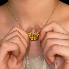 Close-up of the pendant and clasp on the Magnetic Butterfly Necklace