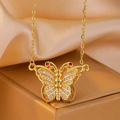 Close-up of the pendant and clasp on the Cute Butterfly Necklace