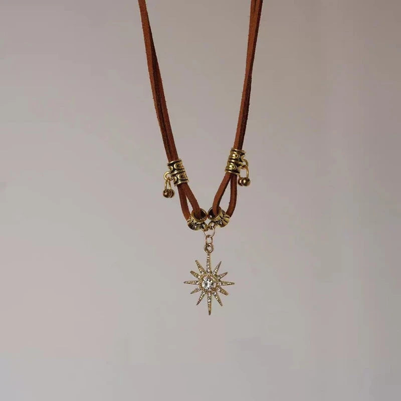 14K Gold-Plated Maillard Star Necklace worn to showcase its length and pendant detail