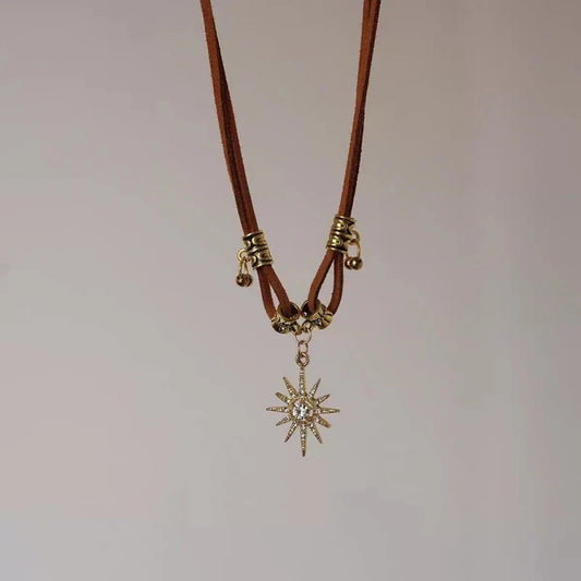 14K Gold-Plated Maillard Star Necklace worn to showcase its length and pendant detail