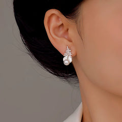 Close-up detail of the sparkling zircons and plating on the Mother-Of-Pearl Earrings