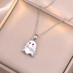 14K Gold-Plated Night Ghost Halloween Earrings And Necklace set - elegant Ghost Halloween Set