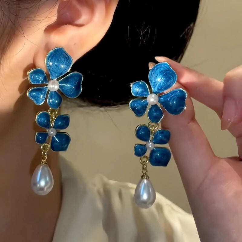 14K Gold-Plated Oil Drop Flower Earrings - elegant Oil Drop Flower