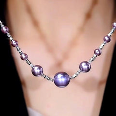 Close-up of the pendant and clasp on the Silver Pearl Necklace
