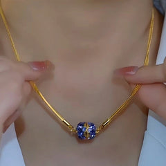 14K Gold-Plated Purple Diamond Magnetic Necklaces - beautiful Diamond Magnetic Necklaces